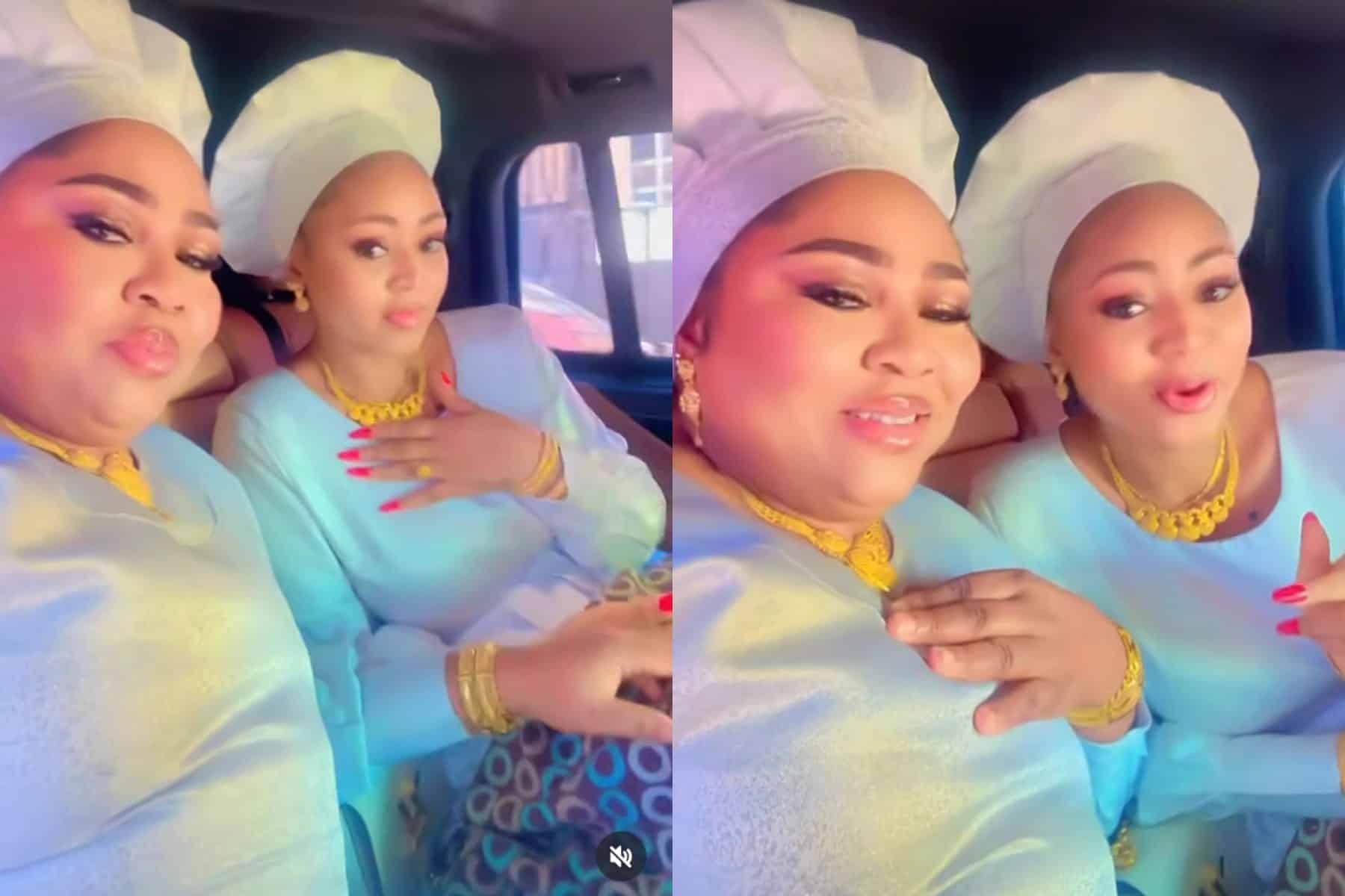 Regina Daniels and mother storm Celestial Church of Christ